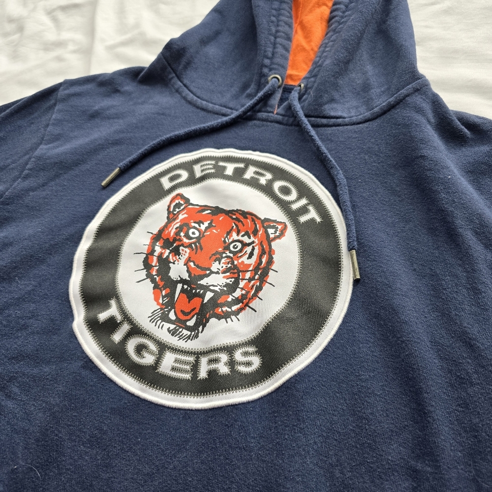 Detroit Tigers Navy Pullover Hoodie Majestic Cooperstown Collection Small